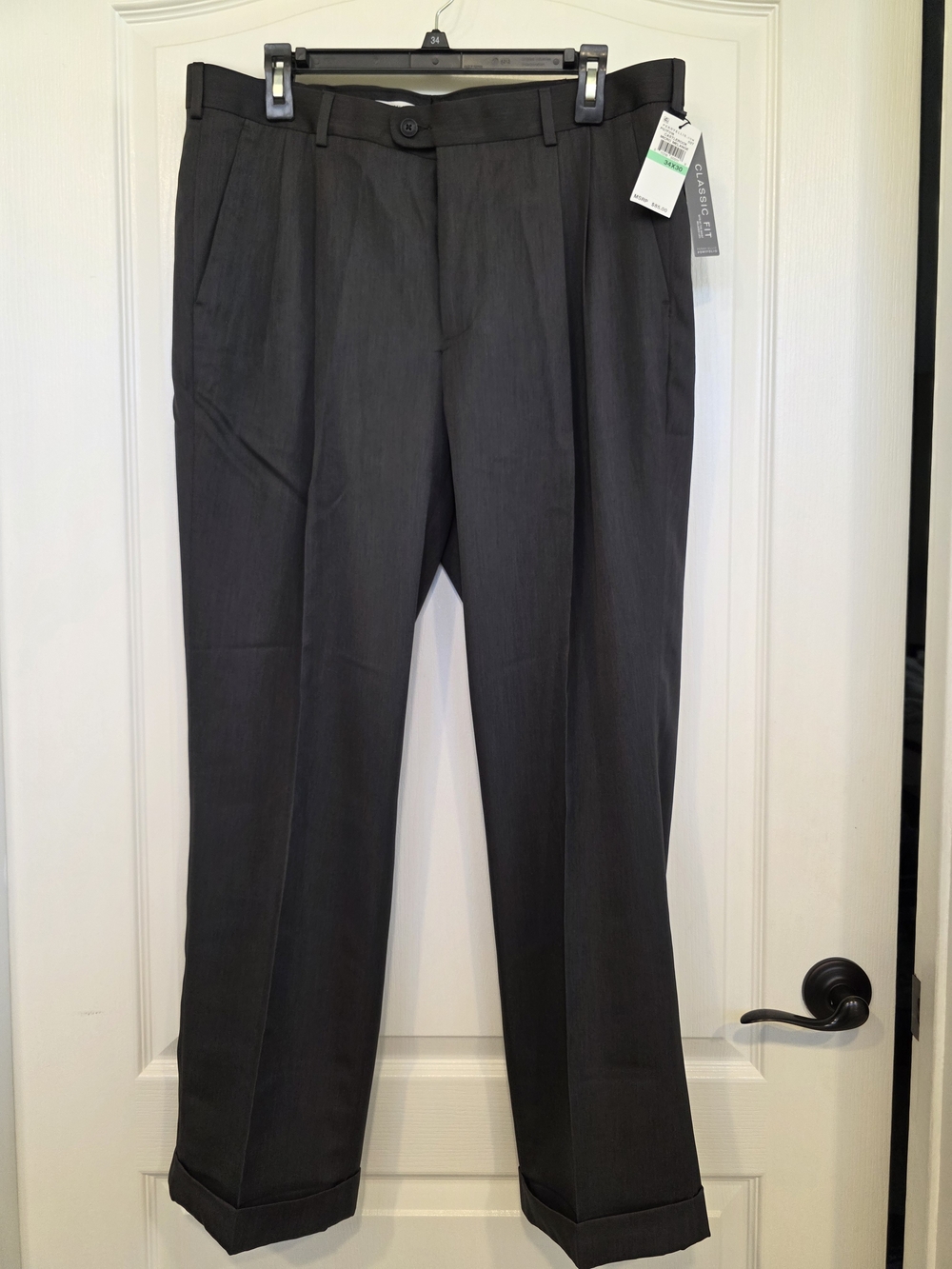 Perry Ellis Men's Dark Charcoal Dress Pants 34x30